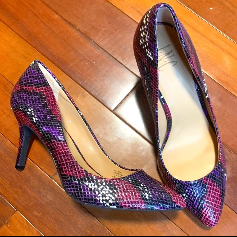 Purple Snakeskin Pumps